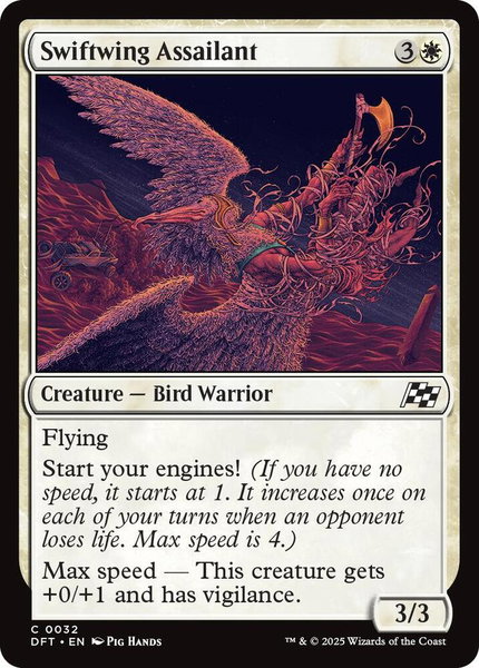 Swiftwing Assailant trading card from Aetherdrift Swiftwing Assailant - Aetherdrift Magic: The Gathering trading card