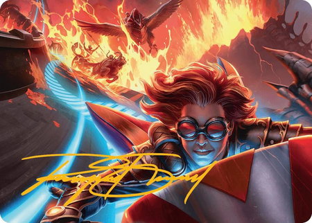 Outpace Oblivion Art Card (Gold-Stamped Signature) - Art Series: Aetherdrift Magic: The Gathering trading card