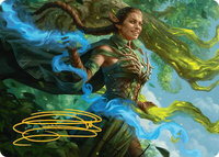 Nissa, Worldsoul Speaker Art Card (Gold-Stamped Signature) - Art Series: Aetherdrift (AADFT) #31 - Special Magic: The Gathering Trading Card