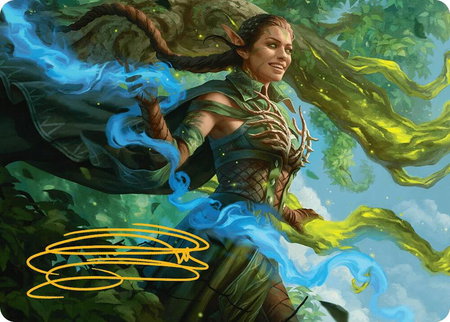 Nissa, Worldsoul Speaker Art Card (Gold-Stamped Signature) - Art Series: Aetherdrift Magic: The Gathering trading card