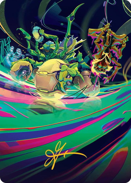 Thundering Broodwagon Art Card (Gold-Stamped Signature) - Art Series: Aetherdrift Magic: The Gathering trading card