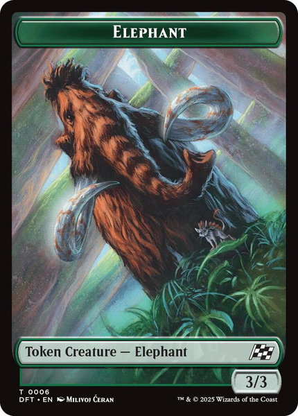 Elephant // Zombie (0003) Double-Sided Token - Aetherdrift Magic: The Gathering trading card
