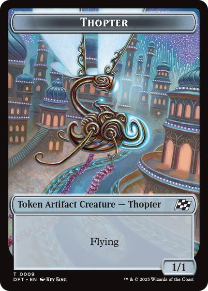 Thopter (0009) // Treasure Double-Sided Token trading card from Aetherdrift Thopter (0009) // Treasure Double-Sided Token - Aetherdrift Magic: The Gathering trading card