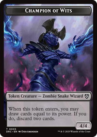 Champion of Wits // Zombie (0003) Double-Sided Token - Commander: Aetherdrift (DRC) #5 // 3 - Token Magic: The Gathering Trading Card