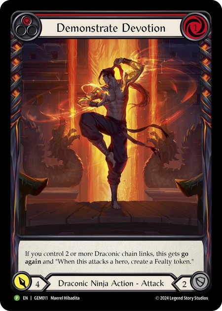 Demonstrate Devotion (Red) - GEM Pack 1 Flesh and Blood trading card