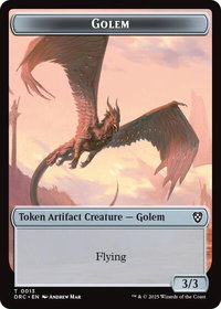Golem (0013) // Nalaar Aetherjet Double-Sided Token - Commander: Aetherdrift (DRC) #13 // 16 - Token Magic: The Gathering Trading Card