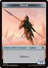 Golem (0015) // Thopter (0009) Double-Sided Token - Commander: Aetherdrift (DRC) #15 // 9 - Token Magic: The Gathering Trading Card