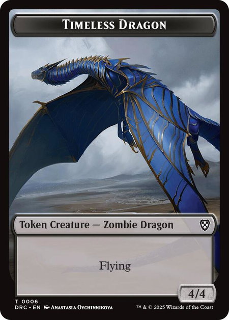 Timeless Dragon // Zombie (0003) Double-Sided Token - Commander: Aetherdrift Magic: The Gathering trading card