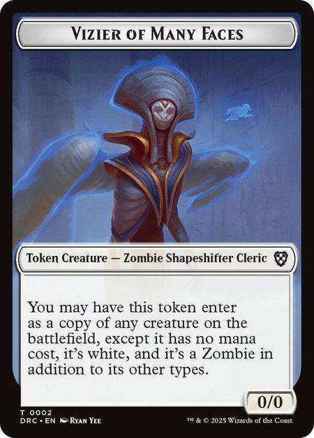 Vizier of Many Faces // Zombie (0003) Double-Sided Token trading card from Commander: Aetherdrift Vizier of Many Faces // Zombie (0003) Double-Sided Token - Commander: Aetherdrift Magic: The Gathering trading card