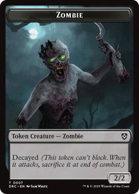 Zombie (0007) // Zombie (0003) Double-Sided Token - Commander: Aetherdrift (DRC) #7 // 3 - Token Magic: The Gathering Trading Card