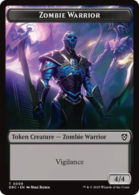 Zombie Warrior // Zombie (0003) Double-Sided Token - Commander: Aetherdrift (DRC) #9 // 3 - Token Magic: The Gathering Trading Card