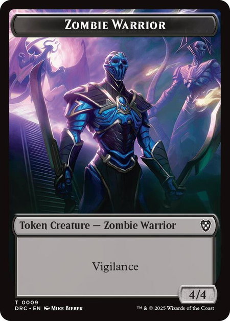 Zombie Warrior // Zombie (0003) Double-Sided Token - Commander: Aetherdrift Magic: The Gathering trading card