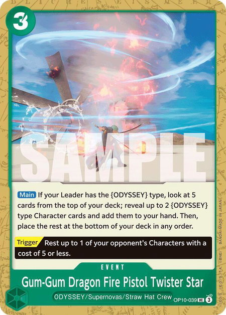 Gum-Gum Dragon Fire Pistol Twister Star - Royal Blood One Piece trading card