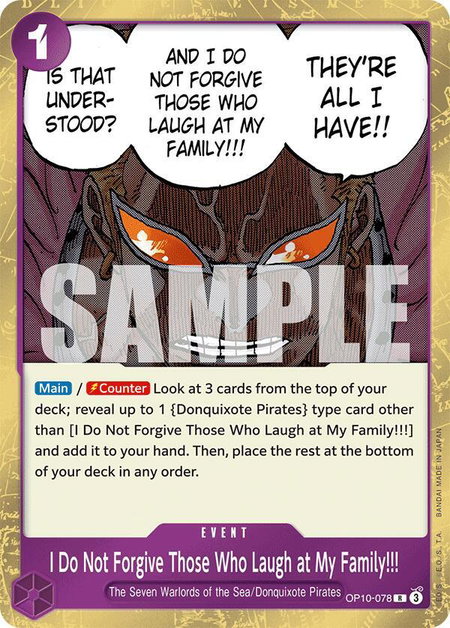 I Do Not Forgive Those Who Laugh at My Family!!! - Royal Blood One Piece trading card