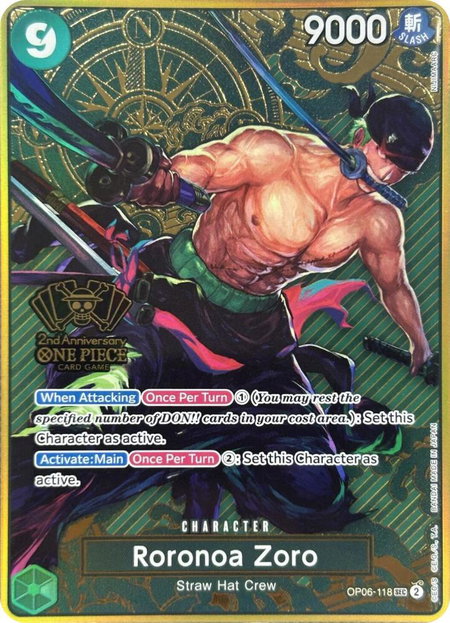 Roronoa Zoro (One Piece Japanese Version 2nd Anniversary Set) - One Piece Promotion Cards One Piece trading card