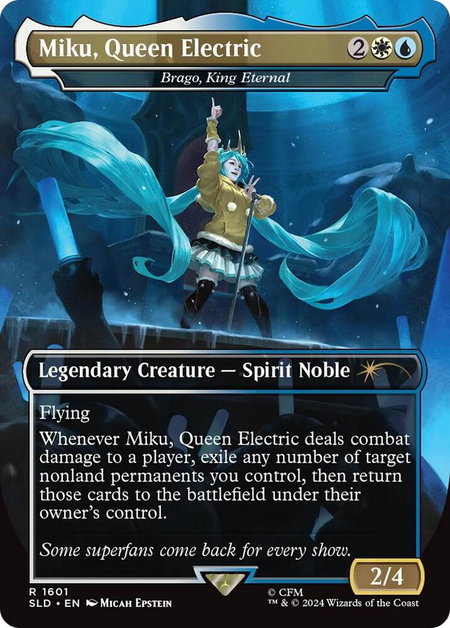 Miku, Queen Electric - Brago, King Eternal - Secret Lair Drop Series Magic: The Gathering trading card