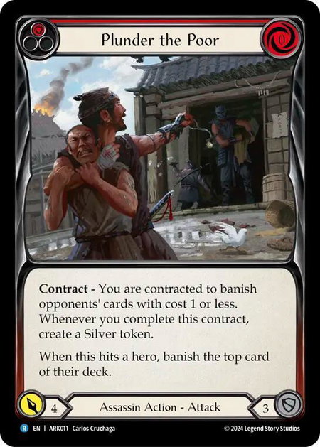 Plunder the Poor (Red) trading card from Blitz Deck: The Hunted - Arakni Plunder the Poor (Red) - Blitz Deck: The Hunted - Arakni Flesh and Blood trading card