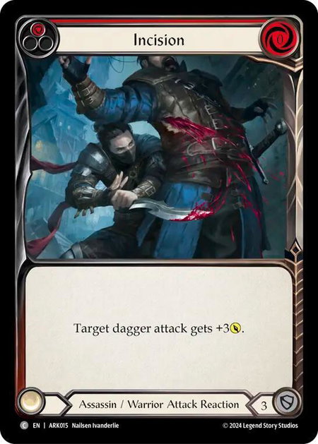 Incision (Red) trading card from Blitz Deck: The Hunted - Arakni Incision (Red) - Blitz Deck: The Hunted - Arakni Flesh and Blood trading card
