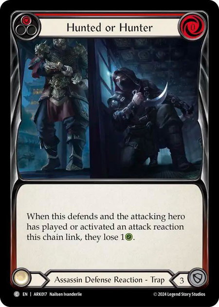 Hunted or Hunter (Red) trading card from Blitz Deck: The Hunted - Arakni Hunted or Hunter (Red) - Blitz Deck: The Hunted - Arakni Flesh and Blood trading card