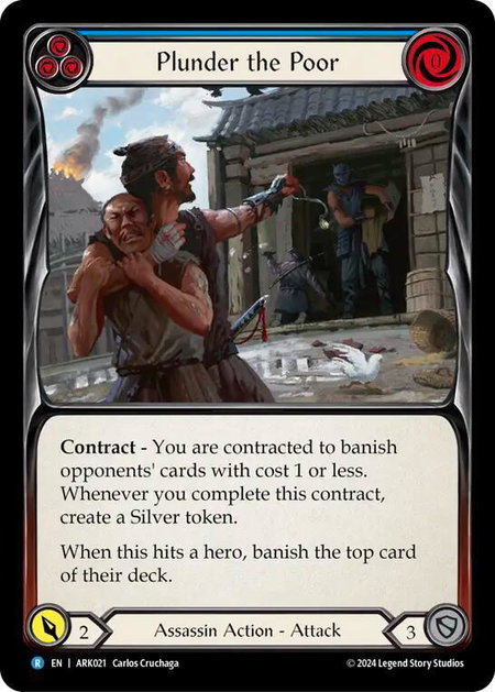 Plunder the Poor (Blue) trading card from Blitz Deck: The Hunted - Arakni Plunder the Poor (Blue) - Blitz Deck: The Hunted - Arakni Flesh and Blood trading card