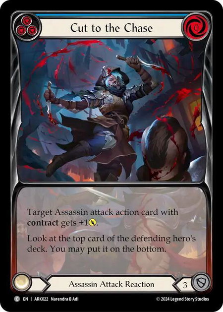 Cut to the Chase (Blue) (Extended Art) trading card from Blitz Deck: The Hunted - Arakni Cut to the Chase (Blue) (Extended Art) - Blitz Deck: The Hunted - Arakni Flesh and Blood trading card