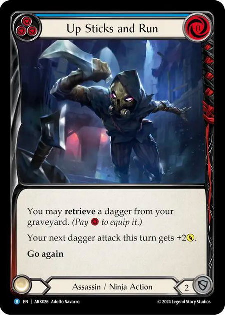 Up Sticks and Run (Blue) trading card from Blitz Deck: The Hunted - Arakni Up Sticks and Run (Blue) - Blitz Deck: The Hunted - Arakni Flesh and Blood trading card