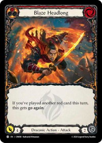 Blaze Headlong (Red) - Blitz Deck: The Hunted - Cindra  #CIN008 - Common Flesh and Blood Trading Card