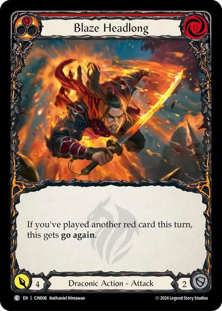 Blaze Headlong (Red) - Blitz Deck: The Hunted - Cindra Flesh and Blood trading card