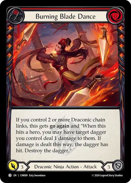 Burning Blade Dance (Red) - Blitz Deck: The Hunted - Cindra Flesh and Blood trading card