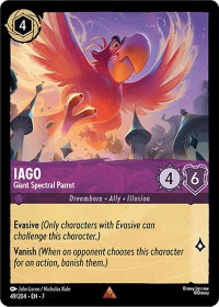 Iago - Giant Spectral Parrot - Archazia's Island (7) #49/204 - Rare Disney Lorcana Trading Card