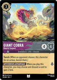 Giant Cobra - Ghostly Serpent - Archazia's Island (7) #57/204 - Uncommon Disney Lorcana Trading Card