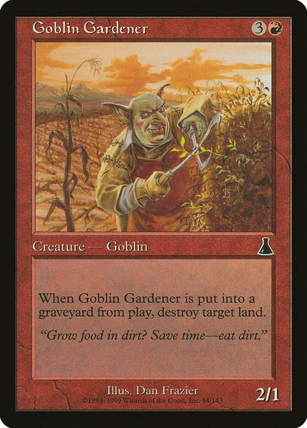 Goblin Gardener trading card from Urza's Destiny Goblin Gardener - Urza's Destiny Magic: The Gathering trading card