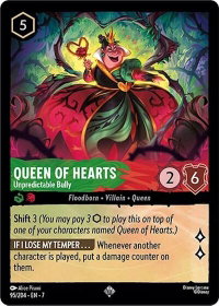 Queen of Hearts - Unpredictable Bully - Archazia's Island (7) #95/204 - Super Rare Disney Lorcana Trading Card