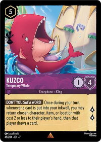 Kuzco - Temporary Whale - Archazia's Island (7) #45/204 - Rare Disney Lorcana Trading Card