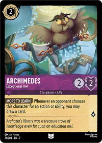 Archimedes - Exceptional Owl - Archazia's Island (7) #76/204 - Uncommon Disney Lorcana Trading Card