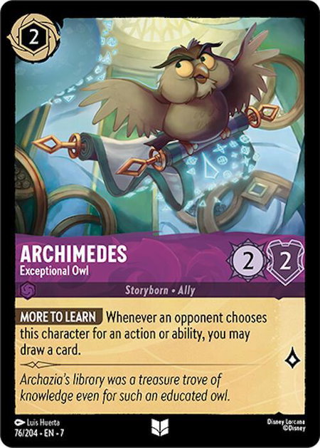 Archimedes - Exceptional Owl - Archazia's Island Disney Lorcana trading card