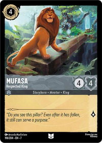 Mufasa - Respected King - Archazia's Island (7) #196/204 - Uncommon Disney Lorcana Trading Card