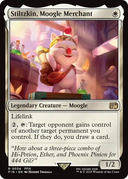 Stiltzkin, Moogle Merchant - FINAL FANTASY Magic: The Gathering trading card