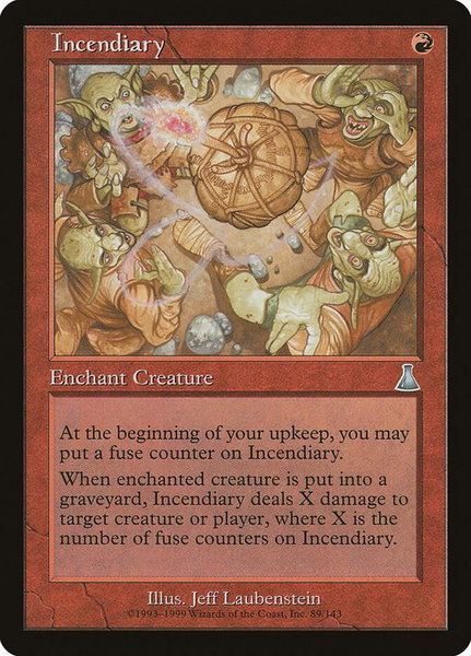 Incendiary trading card from Urza's Destiny Incendiary - Urza's Destiny Magic: The Gathering trading card