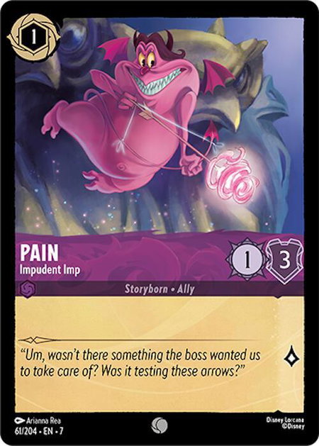 Pain - Impudent Imp - Archazia's Island Disney Lorcana trading card