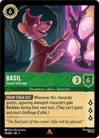 Basil - Secret Informer - Archazia's Island (7) #93/204 - Rare Disney Lorcana Trading Card