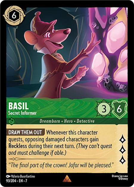 Basil - Secret Informer - Archazia's Island Disney Lorcana trading card