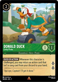 Donald Duck - Lively Pirate - Archazia's Island (7) #98/204 - Rare Disney Lorcana Trading Card