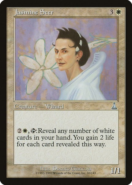 Jasmine Seer trading card from Urza's Destiny Jasmine Seer - Urza's Destiny Magic: The Gathering trading card