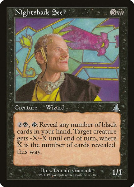 Nightshade Seer trading card from Urza's Destiny Nightshade Seer - Urza's Destiny Magic: The Gathering trading card