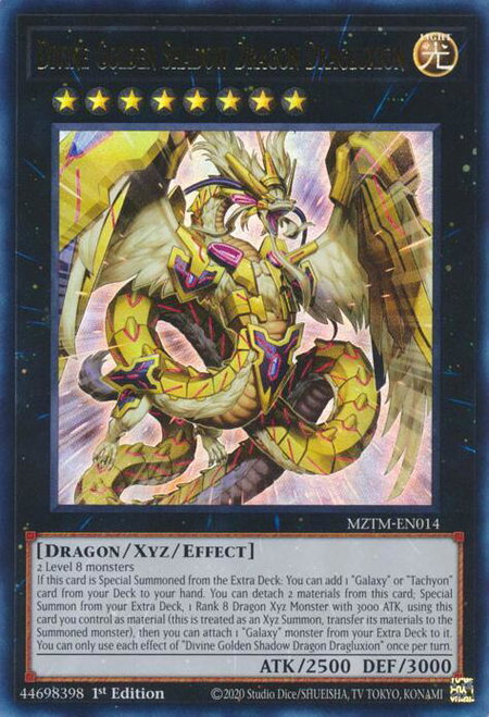 Divine Golden Shadow Dragon Dragluxion - Maze of the Master YuGiOh trading card
