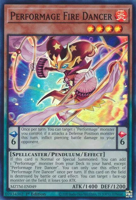 Performage Fire Dancer - Maze of the Master YuGiOh trading card