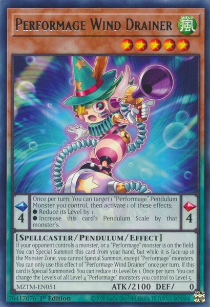 Performage Wind Drainer - Maze of the Master YuGiOh trading card