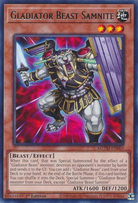 Gladiator Beast Samnite - Maze of the Master YuGiOh trading card