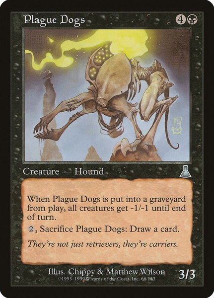 Plague Dogs trading card from Urza's Destiny Plague Dogs - Urza's Destiny Magic: The Gathering trading card